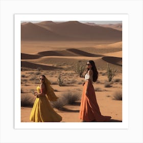 Two Women In The Desert Art Print