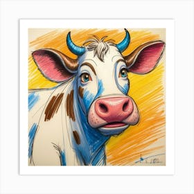 Cow With Horns 14 Art Print