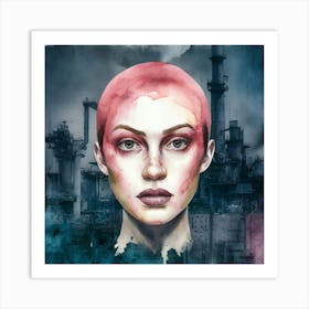 Girl With Pink Hair Art Print