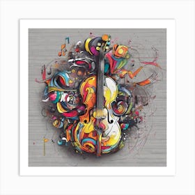 Colorful Violin Wood Print Art Print