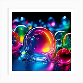 Glow Shapes Neon Bright Color 3d Fluid Bubbles Luminous Vibrant Vivid Radiant Flowing G (9) Art Print