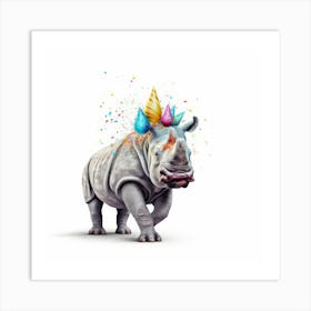 Rhino With A Birthday Hat Art Print