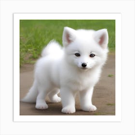 Cute White Fox Puppy Art Print