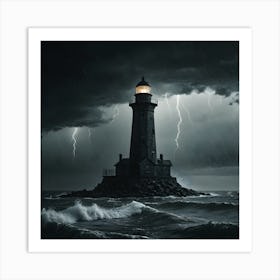 Stormy Lighthouse Art Print