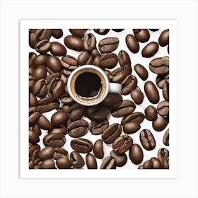 Coffee Beans On White Background Art Print