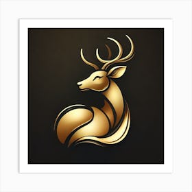 Gold Deer Logo Art Print