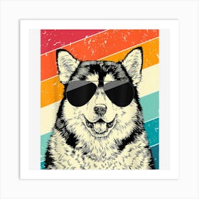 Retro Vintage Alaskan Malamute With Sunglasses Dog Lovers Art Print