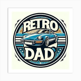 Retro Dad blue car wall art Art Print