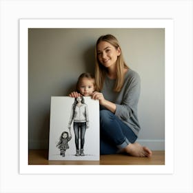 Portrait Of A Mother And Daughter Art Print