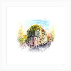 Watercolor Sketch Of A Street In Paris. Wall prints. Art Print