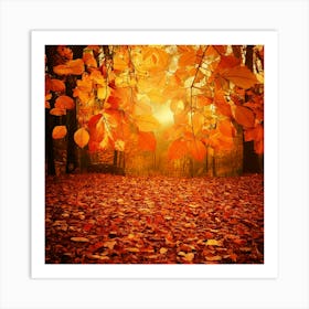 Firefly Autumn Leaves Forest Background 17293 Póster