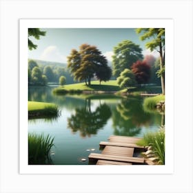 Pond In The Park Art Print