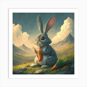 Bunny With Carrots Art Print