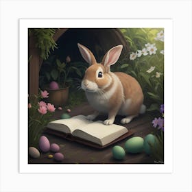 Easter Bunny Bookworm Art Print