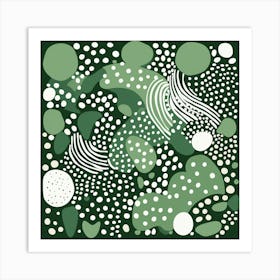 Yayoi Kusama Inspired Design Prints In Sage Green And Whites Art Print