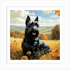 Scottish Terrier In Golden Field Art Print