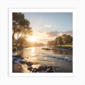 Sunset On The River Art Print