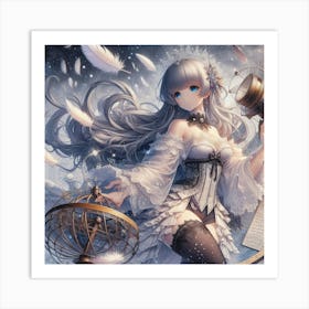 Anime Girl Holding A Book Art Print