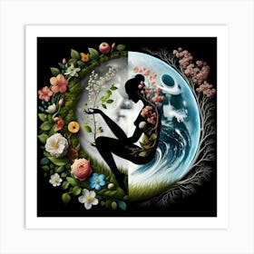 Earth And Moon Art Print