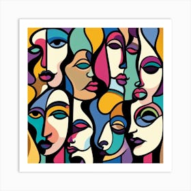 Abstract Women'S Faces Art Print