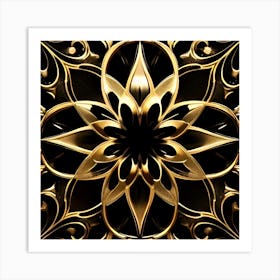 Golden Flower Ornament Art Print