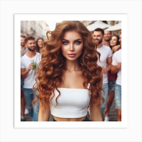 Beautiful Woman With Curly Hair Art Print