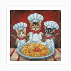 Singing Chef Cats Pasta Serenade Print Art Art Print