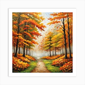 Forest In Autumn In Minimalist Style Square Composition 25 Art Print