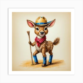 Cowboy Deer 5 Art Print