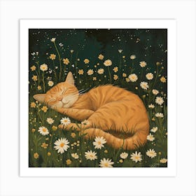 Ginger Cat Fairycore Painting 2 Art Print