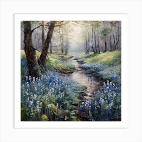 Knitted Impression: Monet's Blue Meadow Dreams Art Print