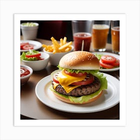 Hamburger And Fries 12 Art Print