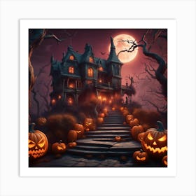 Halloween Haunted House Art Print