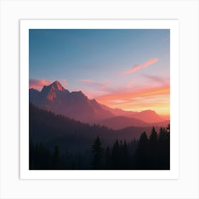 Sunrise Over The Mountains 3 Art Print