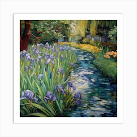 Knitted Impression: Monet's Blue Meadow Dreams 1 Art Print