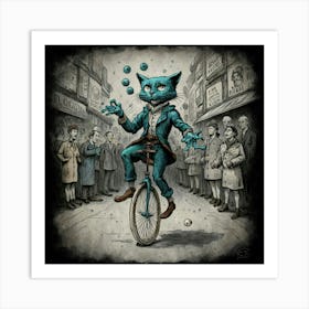 Cat On A Unicycle 1 Art Print