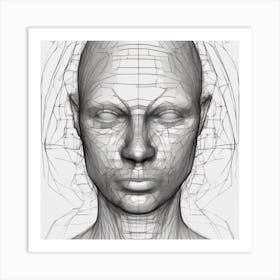 3d Head Drawing Art Print