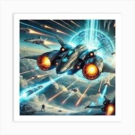 A Futuristic Sci Fi Depiction Of Solar Flare Interceptors Art Print