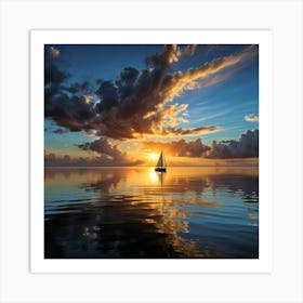 Sailboat At Sunset 1 Art Print