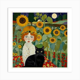 Default Gustav Klimt Style Farm Garden With Sunflowers And A B 3 Art Print