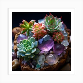 Succulents And Crystals 3 Art Print