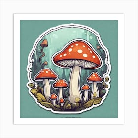 Mushrooms In The Forest 27 Art Print