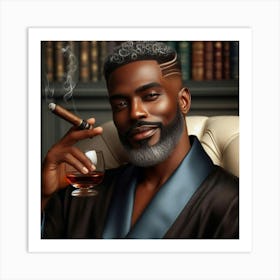 Portrait Of A Man With A Cigar-14 Art Print