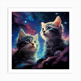 Neon Kitty: Galactic Whispers Art Print