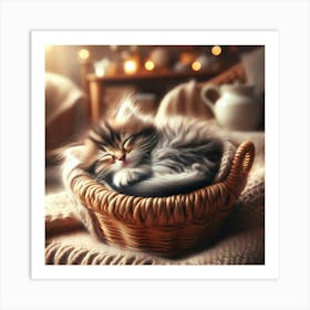 Kitten In A Basket 1 Art Print