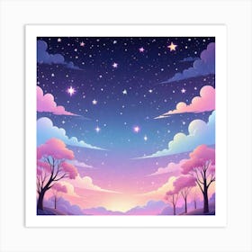 Sky With Twinkling Stars In Pastel Colors Square Composition 298 Art Print