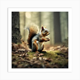 Squirrel In The Forest 180 Art Print