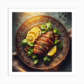 Grilled Chicken On A Plate Art Print