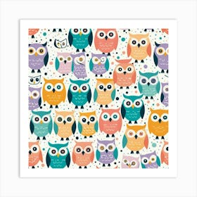 Colorful Owls 4 Art Print