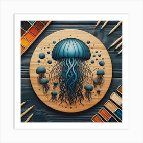 Blue Jellyfish Art Piece Art Print